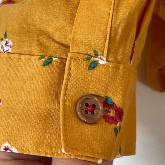 🦃 Anthropologie Maeve Phyllis Long Sleeve Button Down Floral Blouse - Picture 8 of 13